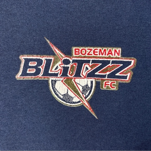 bozeman blitzz fc hoodie vintage 90s russell faded pullover fleece faded navy - Picture 6 of 12